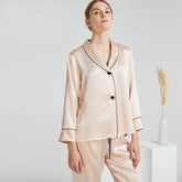 Silk Pajamas - 100% Mulberry Silk Shawl Collar Sleepwear Set - LANI SILK